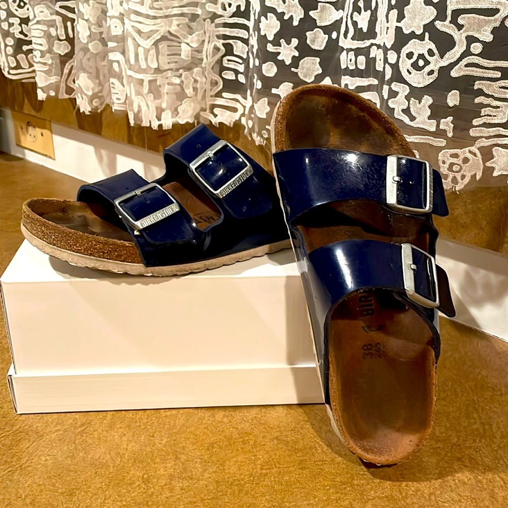 Unique navy Birkenstock’s